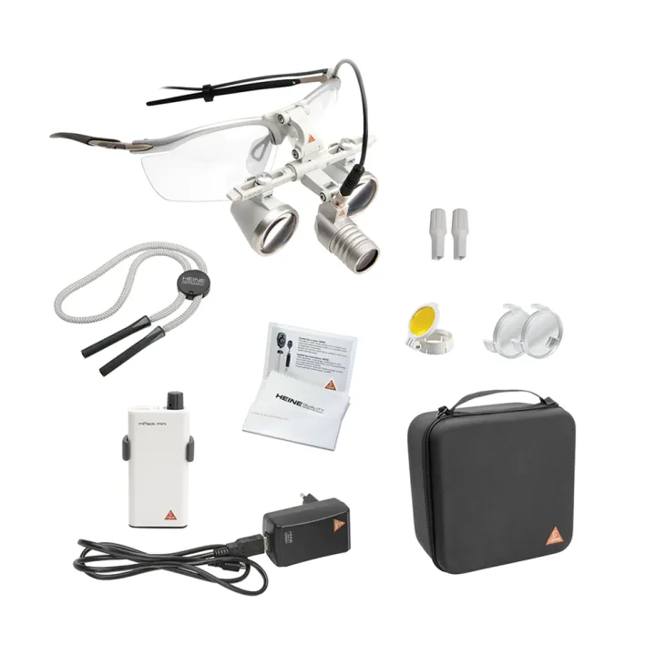 Lampe frontale HEINE LoupeLight 2 LED avec loupes HR 2.5x 520 mm