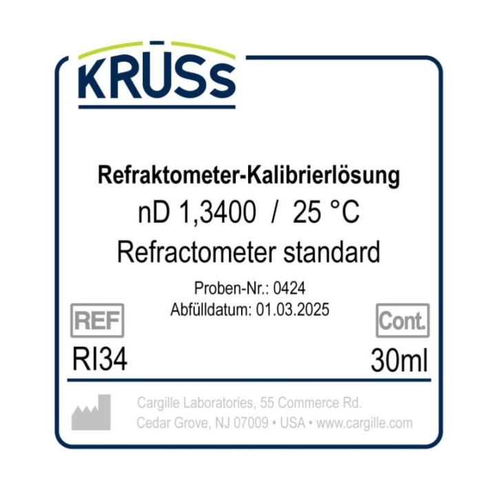 KRÜSS Liquide d'étalonnage pour réfractomètres nD 1.3400
