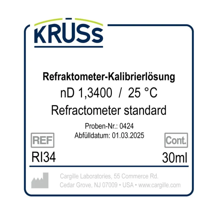 KRÜSS Liquide d'étalonnage pour réfractomètres nD 1.3400