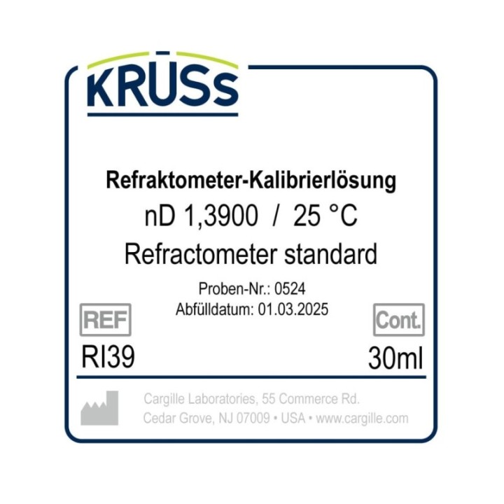KRÜSS Liquide d'étalonnage pour réfractomètres nD 1.3900
