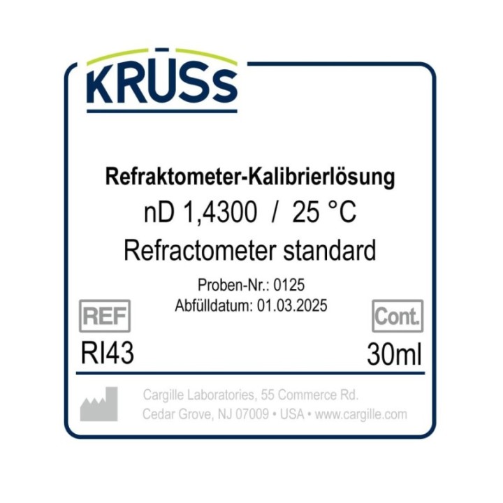 KRÜSS Liquide d'étalonnage pour réfractomètres nD 1.4300