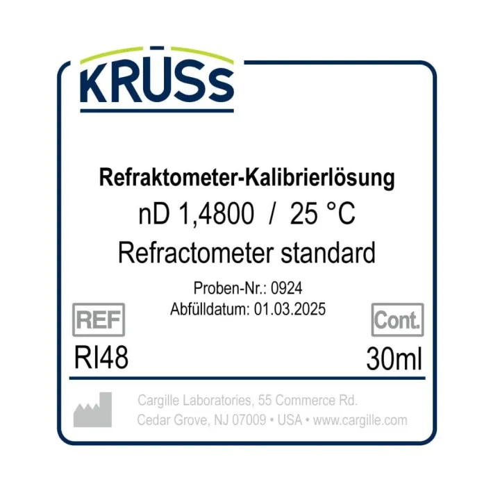 KRÜSS Liquide d'étalonnage pour réfractomètres nD 1.4800