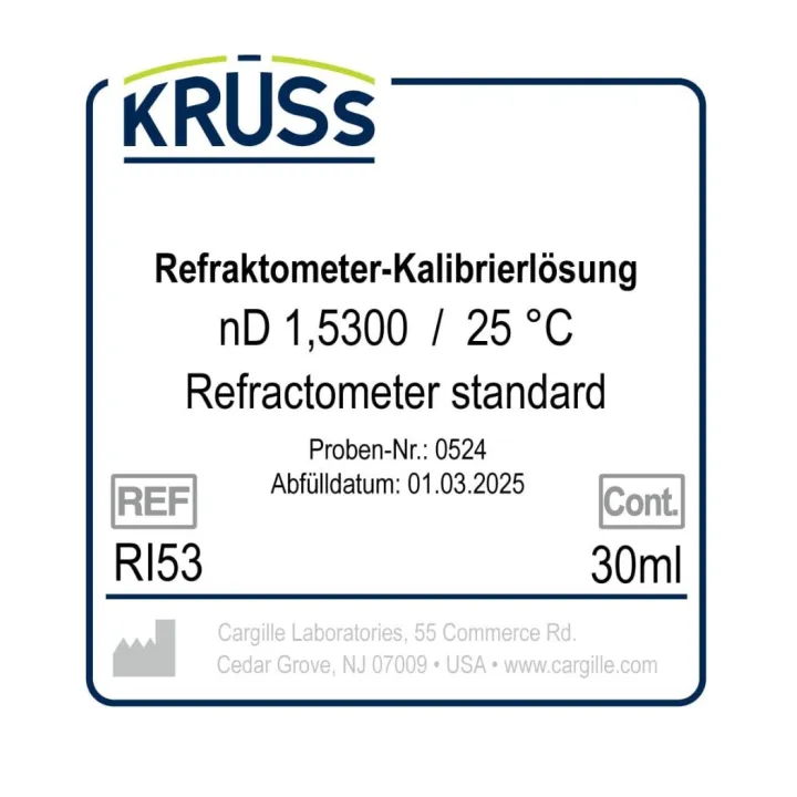 KRÜSS Liquide d'étalonnage pour réfractomètres nD 1.5300