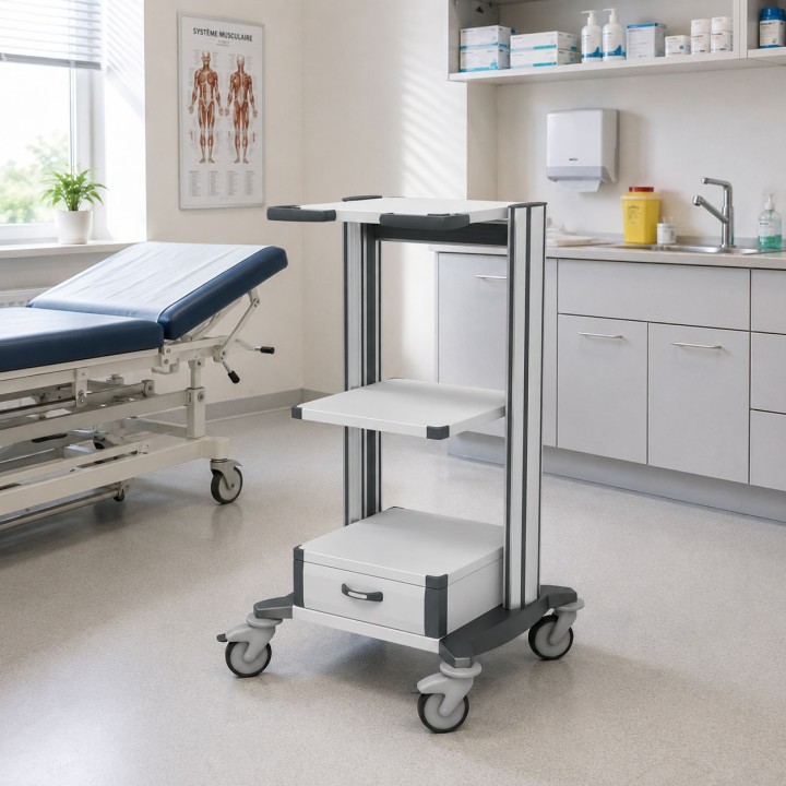 HAEBERLE toro – Chariot médical à 3 surfaces de travail (45 cm)