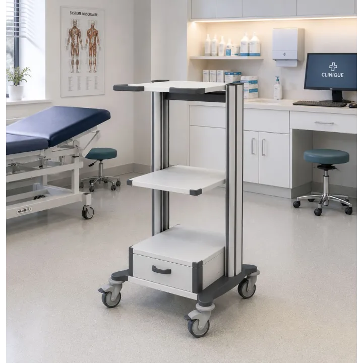 HAEBERLE toro – Chariot médical à 3 surfaces de travail (63 cm)