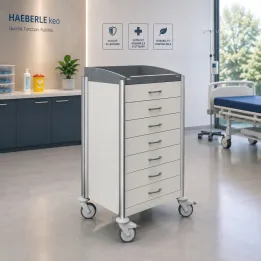HAEBERLE keo – Station mobile fonctionnelle avec sept tiroirs métalliques