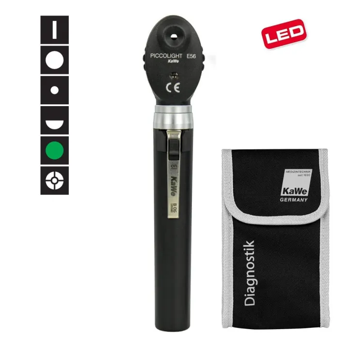 KaWe PICCOLIGHT E56 LED, 2,5 V, à 6 diaphragmes, ophtalmoscope