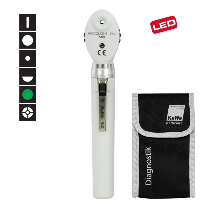 KaWe PICCOLIGHT E56 LED, 2,5 V, à 6 diaphragmes, ophtalmoscope