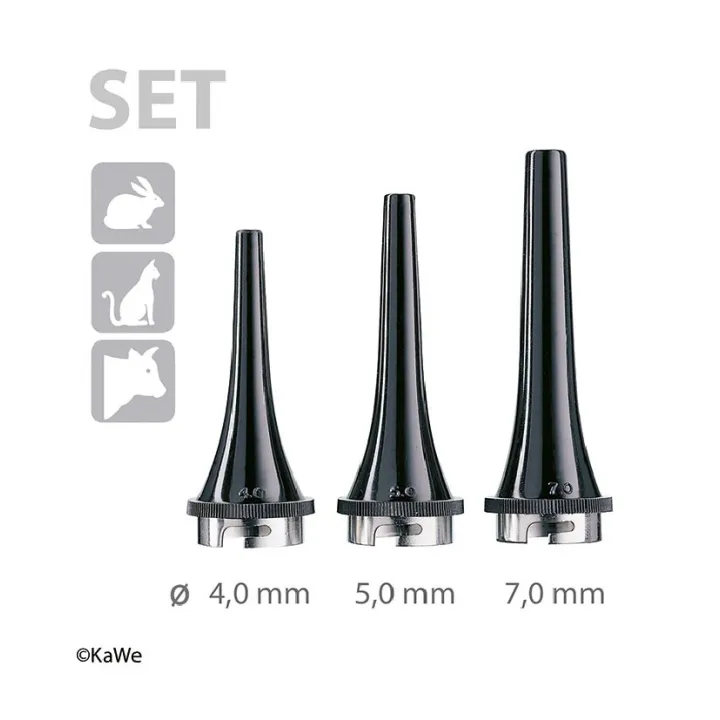 KaWe Spéculums auriculaires réutilisables VET set, 3 pcs