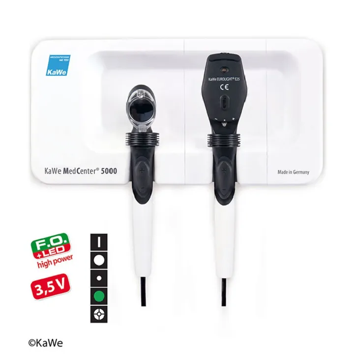 KaWe MedCenter 5000 Set F.O LED/E25 avec Otoscope et ophtalmoscope
