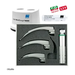 KaWe Kit de laryngoscope F.O. LED adultes, 1 poignée, 3 lames, 3,5V