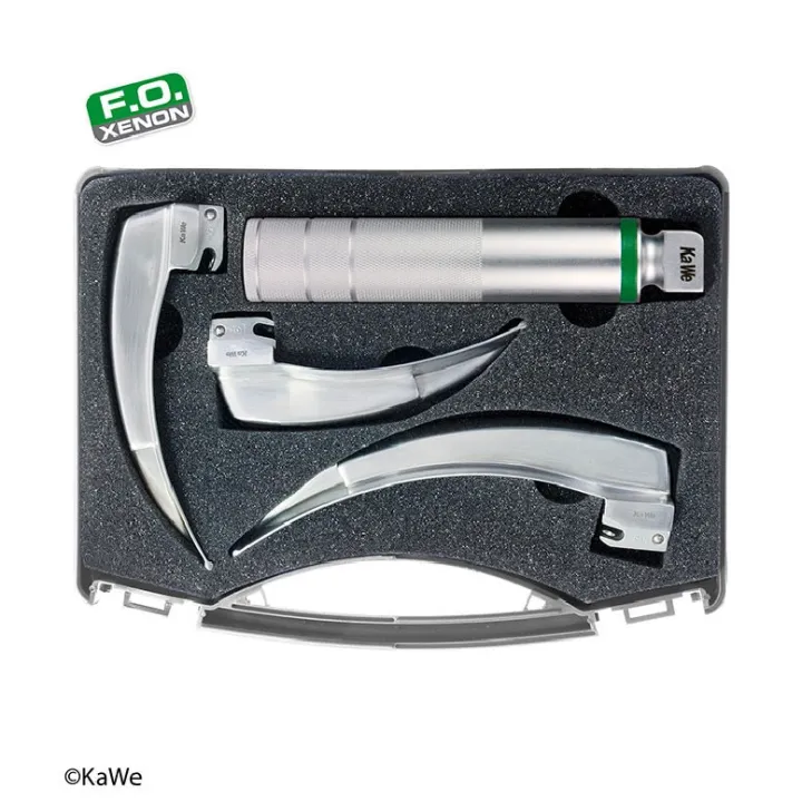 KaWe Kit de laryngoscope F.O. adultes, 1 poignée, 3 lames