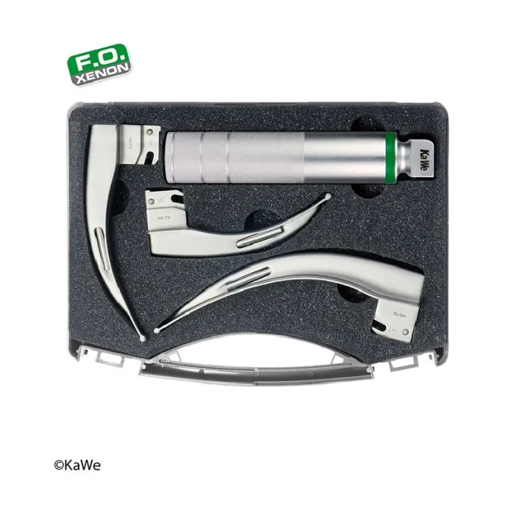 KaWe Kit de laryngoscope F.O. adultes, 1 poignée, 3 lames