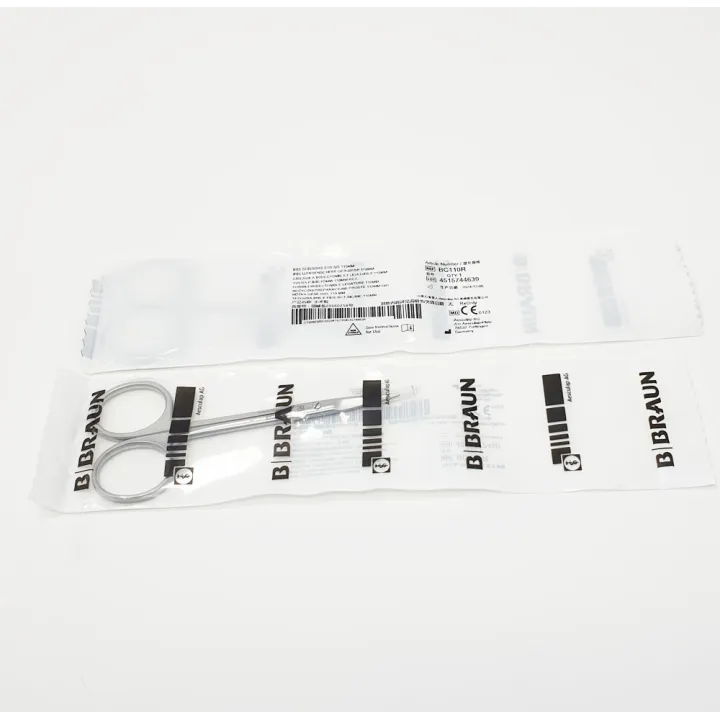 Aesculap Ciseaux Iris, droits, denture fine, tranchants, 110 mm