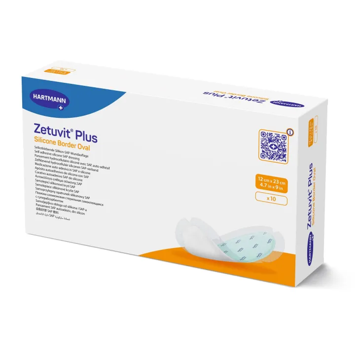 HARTMANN Zetuvit Plus Bordure en silicone, 12 x 23 cm cm ovales, 10 pcs
